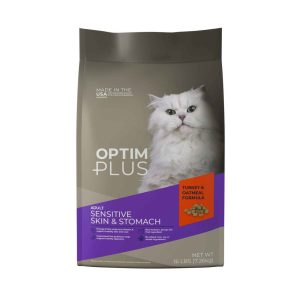 OptimPlus Adult Sensitive Skin & Stomach Turkey & Oatmeal Formula Dry Cat Food