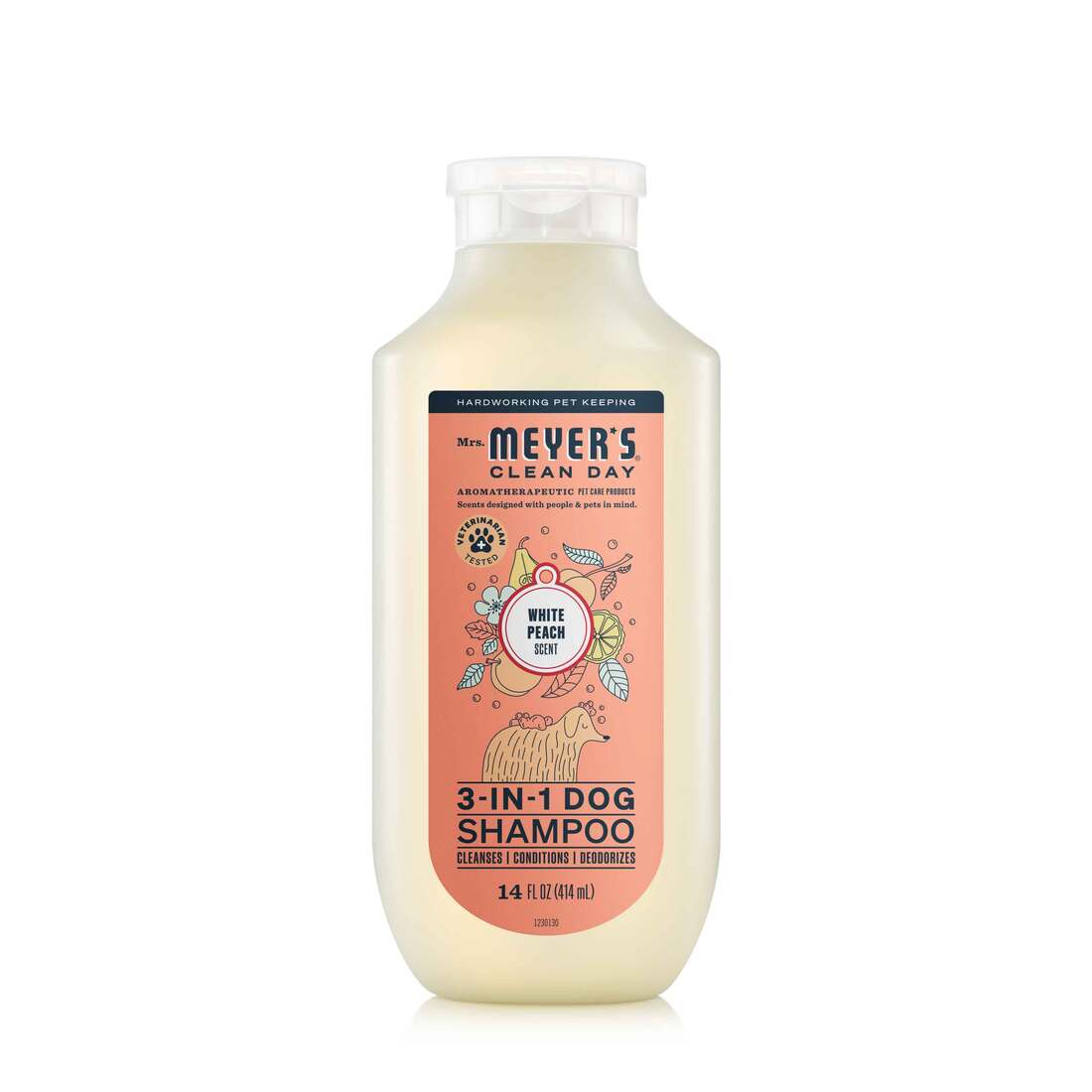 Mrs Meyers 3 In 1 White Peach Dog Shampoo, 14 Ounces