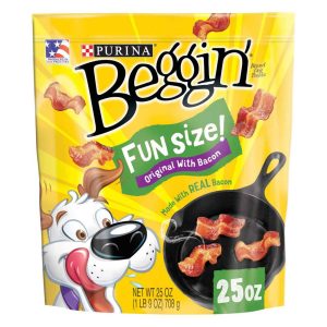 Purina Beggin' With Real Meat Dog Treats, Fun Size Original With Bacon Flavor - 25 Ounce Pouch