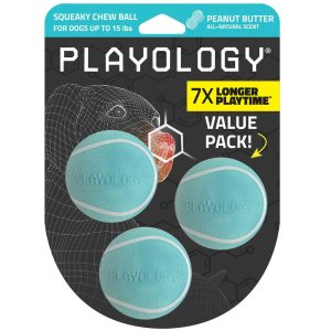 Playology Peanut Butter Scented Chew Balls, Small, 3-Pack