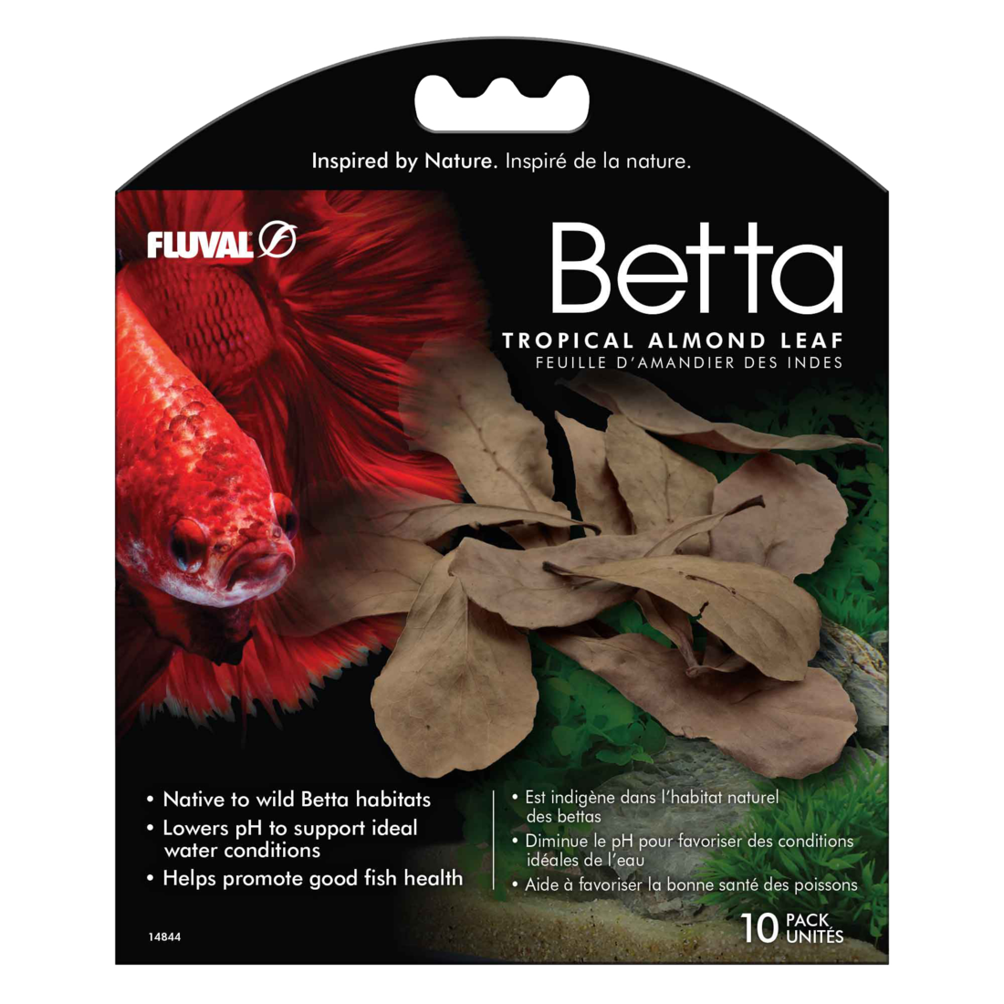 Fluval Betta Tropical Almond Leaves Fish Decor, 10 Count