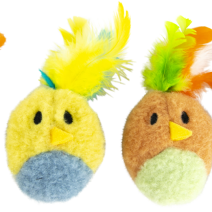 Play On Feather Birds Plush Cat Toy, 2 Pack, Assorted