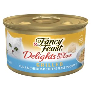 Purina Fancy Feast Delights With Cheddar Grilled Tuna and Cheddar Cheese Feast in Wet Cat Food Gravy