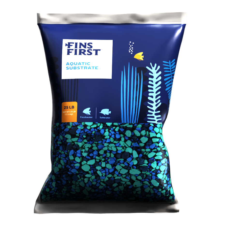 Fins First Fish Gravel, Teal Deal, 25 Pounds