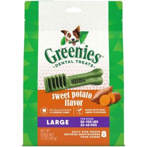 GREENIES Large Natural Dog Dental Treats, Sweet Potato Flavor, 12 Ounce Pack (8 Treats)