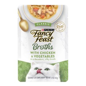 Purina Fancy Feast Lickable Wet Cat Food Broth Topper, Classic With Chicken and Vegetables - 1.4 Oun