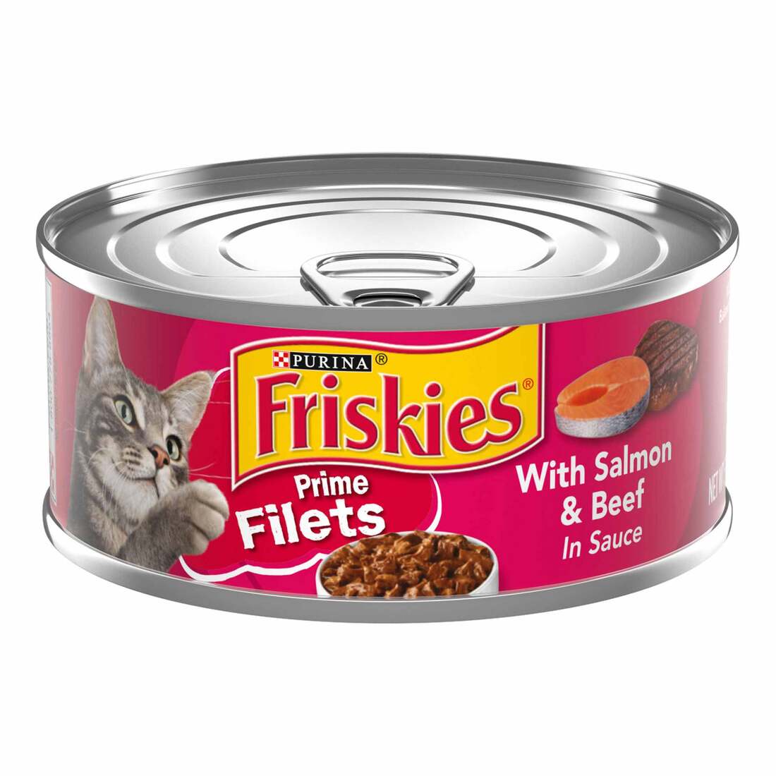Purina Friskies Prime Filets With Salmon and Beef in Sauce High Protein Wet Cat Food - 5.5 Ounce Can
