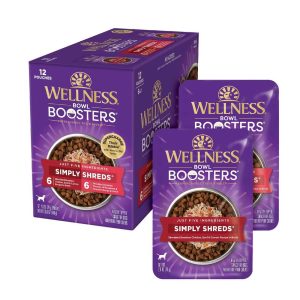 Wellness Bowl Boosters Simply Shreds Variety Pack Wet Dog Food, 2.8 Ounce Pouch (Pack of 12)