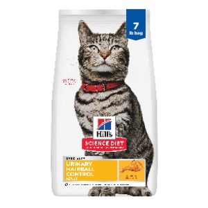 Hill's Science Diet Adult Urinary & Hairball Control Chicken Recipe Dry Cat Food, 7 Pound Bag