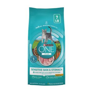 Purina ONE +Plus Sensitive Skin and Stomach Formula Natural Dry Cat Food - 7 Pound Bag