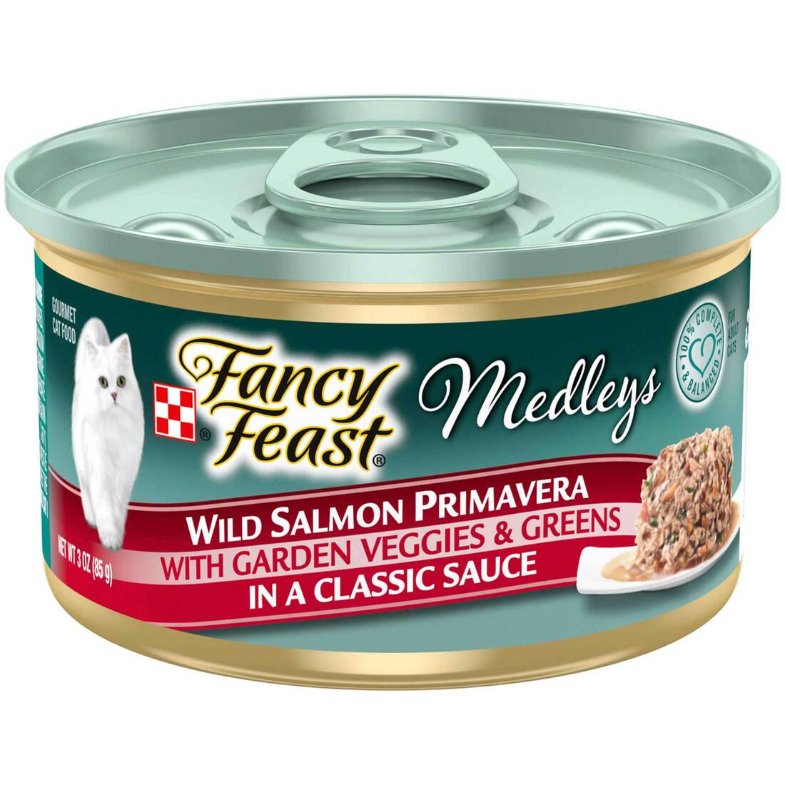 Purina Fancy Feast Medleys Wet Cat Food, Wild Salmon Primavera With Tomatoes Carrots and Spinach in