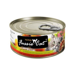 Fussie Cat Super Premium Natural Wet Cat Food, Grain Free Tuna and Chicken Liver, 2.82 Ounces