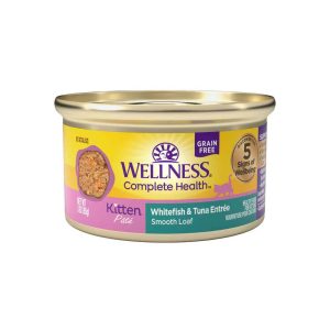 Wellness Complete Health Grain Free Natural Pate Kitten Wet Cat Food, Whitefish & Tuna, 3 Ounces