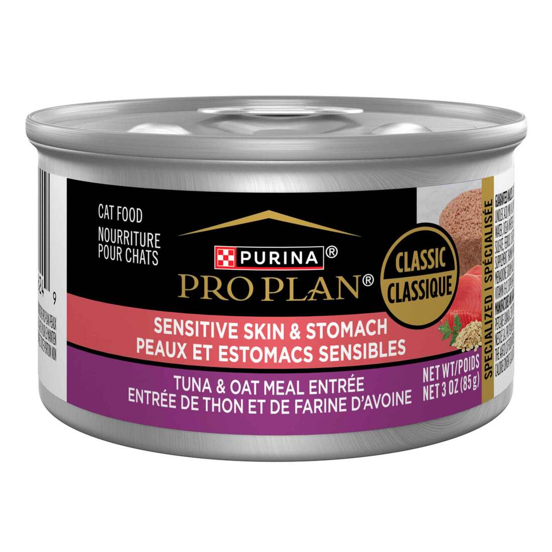Purina Pro Plan Sensitive Skin and Stomach Wet Cat Food, Tuna and Oat Meal Entree - 3 Ounce Can