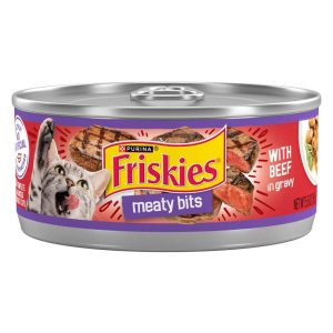 Purina Friskies Wet Cat Food, Meaty Bits With Beef in Gravy - 5.5 Ounce Can