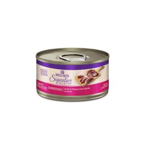 Wellness CORE Signature Selects Shredded Adult Grain Free Wet Cat Food, Duck & Turkey Liver, 2.8 Oun