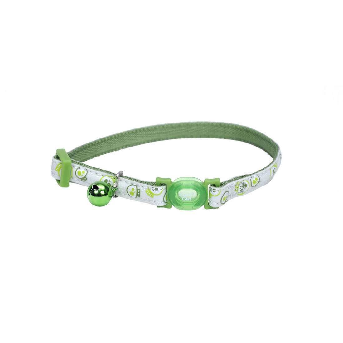 Safe Cat® Glow in the Dark Adjustable Breakaway Collar, Glowing Lime Skulls, 3/8" x 08"-12"