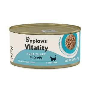 Applaws Vitality Natural  Wet Cat Food, Tuna Fillet in Broth 2.47 Ounces