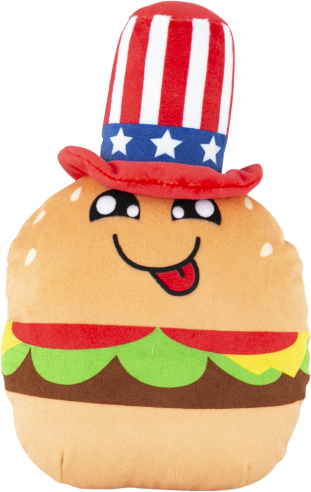 Play On Americana Plush Hamburger Dog Toy