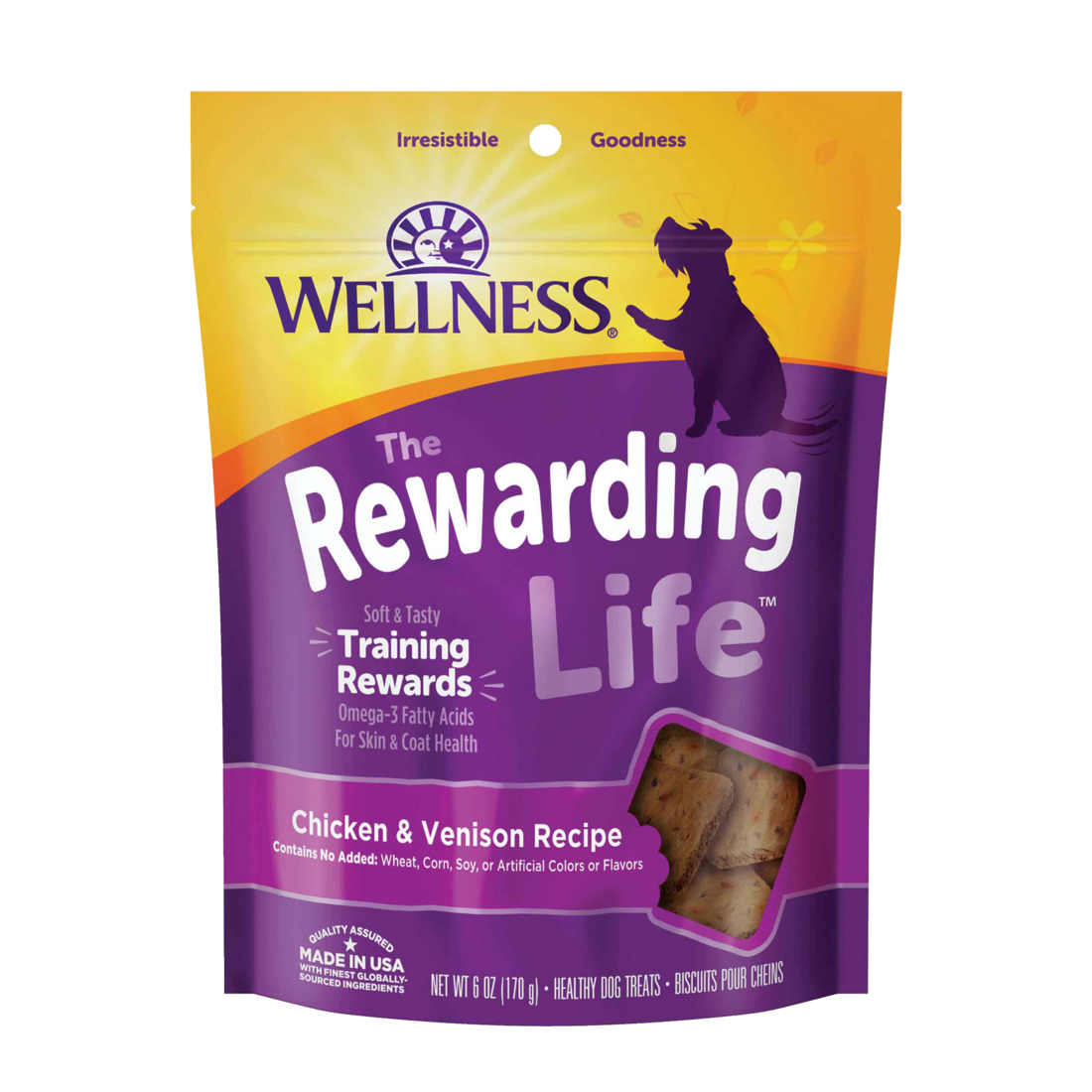Wellness Rewarding Life Soft & Chewy Dog Treats, Grain Free, Chicken & Venison, 6 Ounce Bag