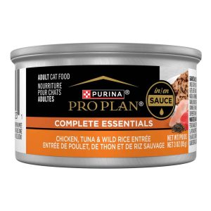 Purina Pro Plan COMPLETE ESSENTIALS Wet Cat Food, Chicken, Tuna & Wild Rice Entree in Sauce - 3 Ounc