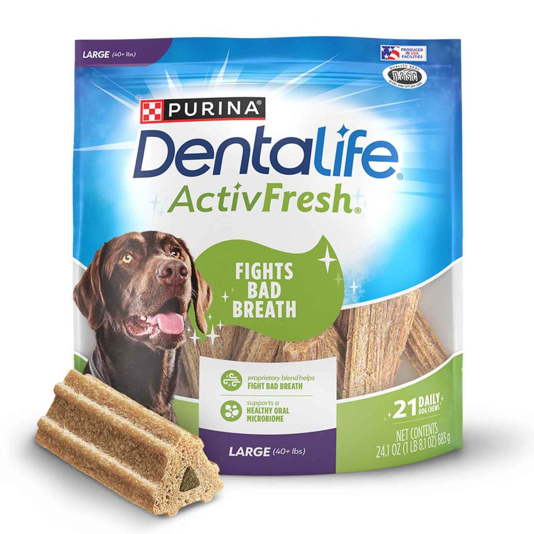 DentaLife ActivFresh Dog Chews for Large Dogs, Chicken Flavor, 24.1 Ounce, 21 Chews