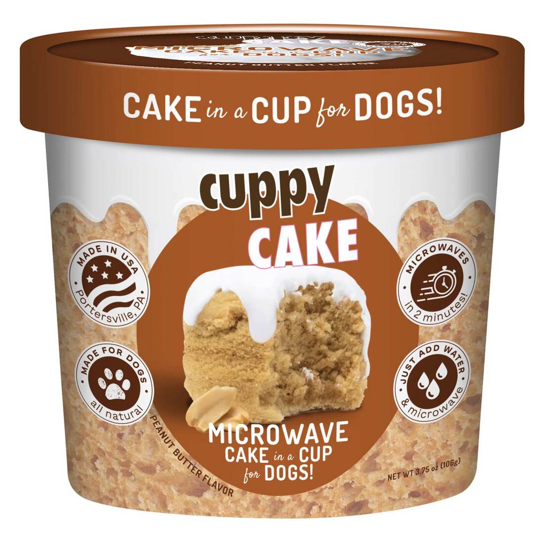 Puppy Cake Cuppy Microwave Cake In A Cup Dog Treat, Peanut Butter, 3.75 Ounces
