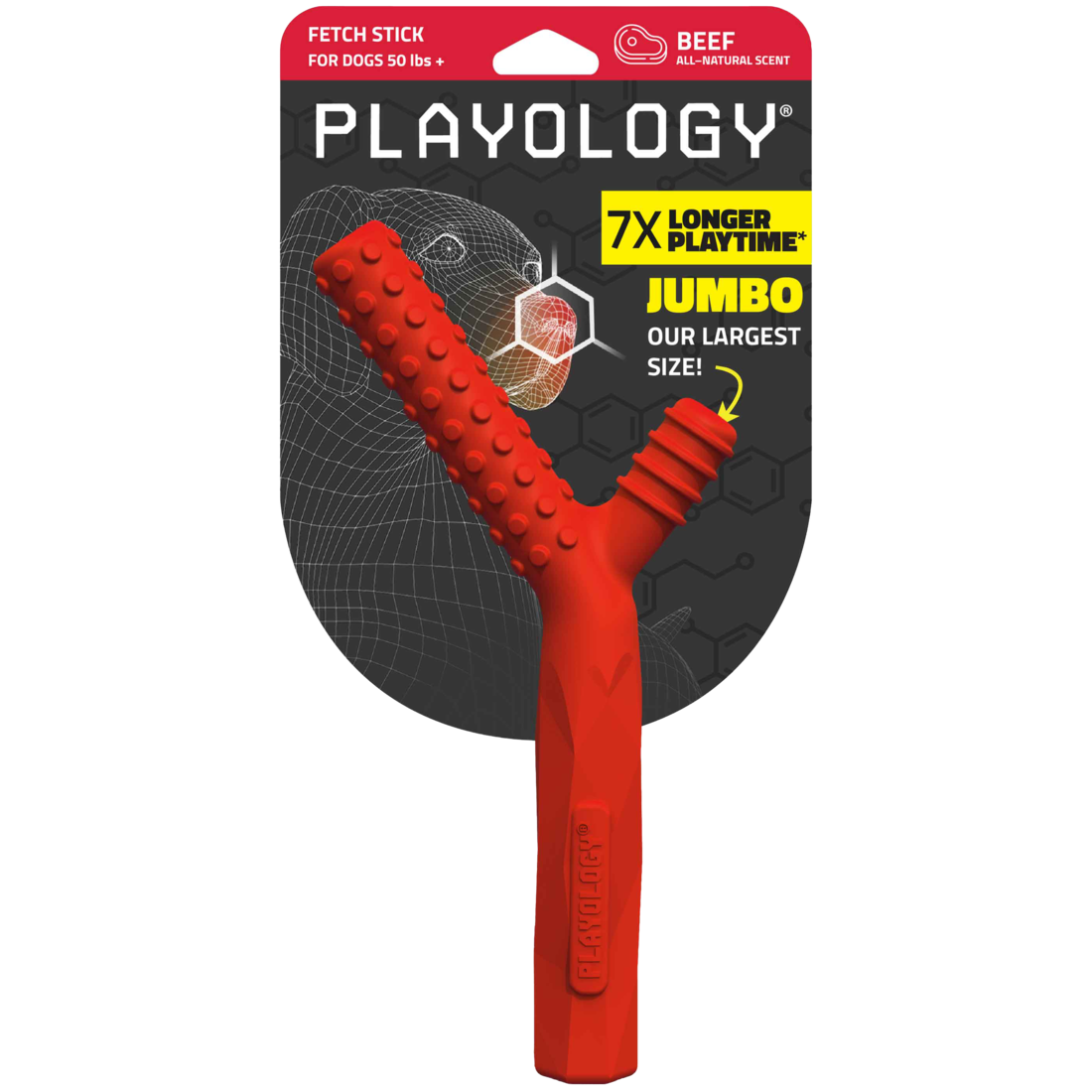 Playology Beef Scented Fetch Stick Dog Toy, Jumbo