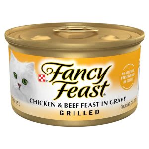 Purina Fancy Feast Wet Cat Food, Adult Grilled Chicken & Beef Feast, 3 Ounces