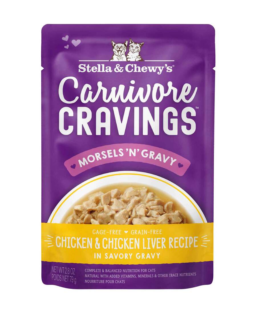 Stella & Chewy's Carnivore Cravings Morsels 'N' Gravy Wet Cat Food, Chicken & Chicken Liver, 2.8 Oun