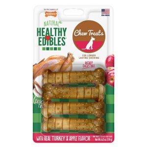 Nylabone Healthy Edibles Turkey & Apple Dog Chew Treats, Small, 4 Count