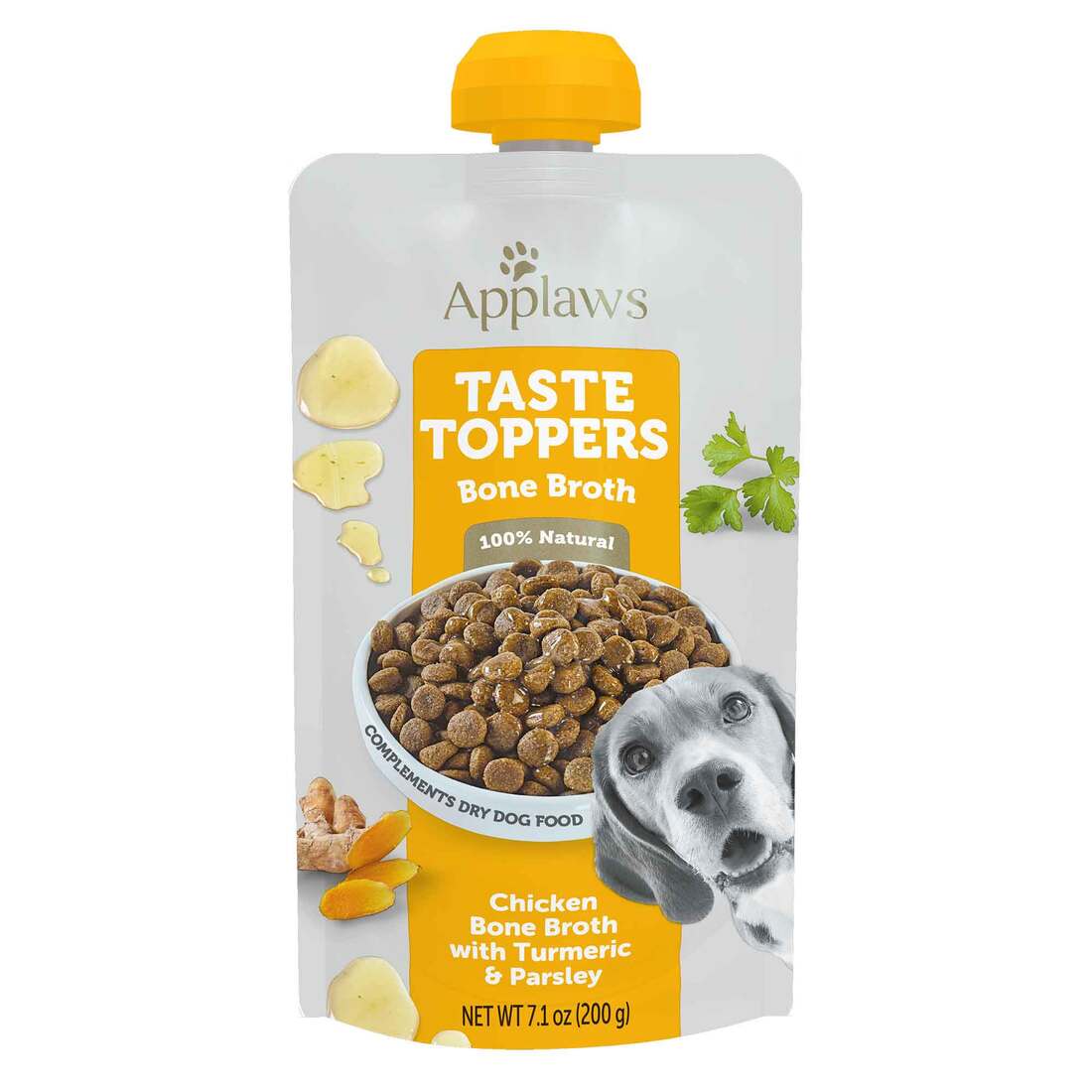 Applaws Dog Spout Pouch, Chicken Bone Broth with Turmeric & Parsley, 7.1 Ounces