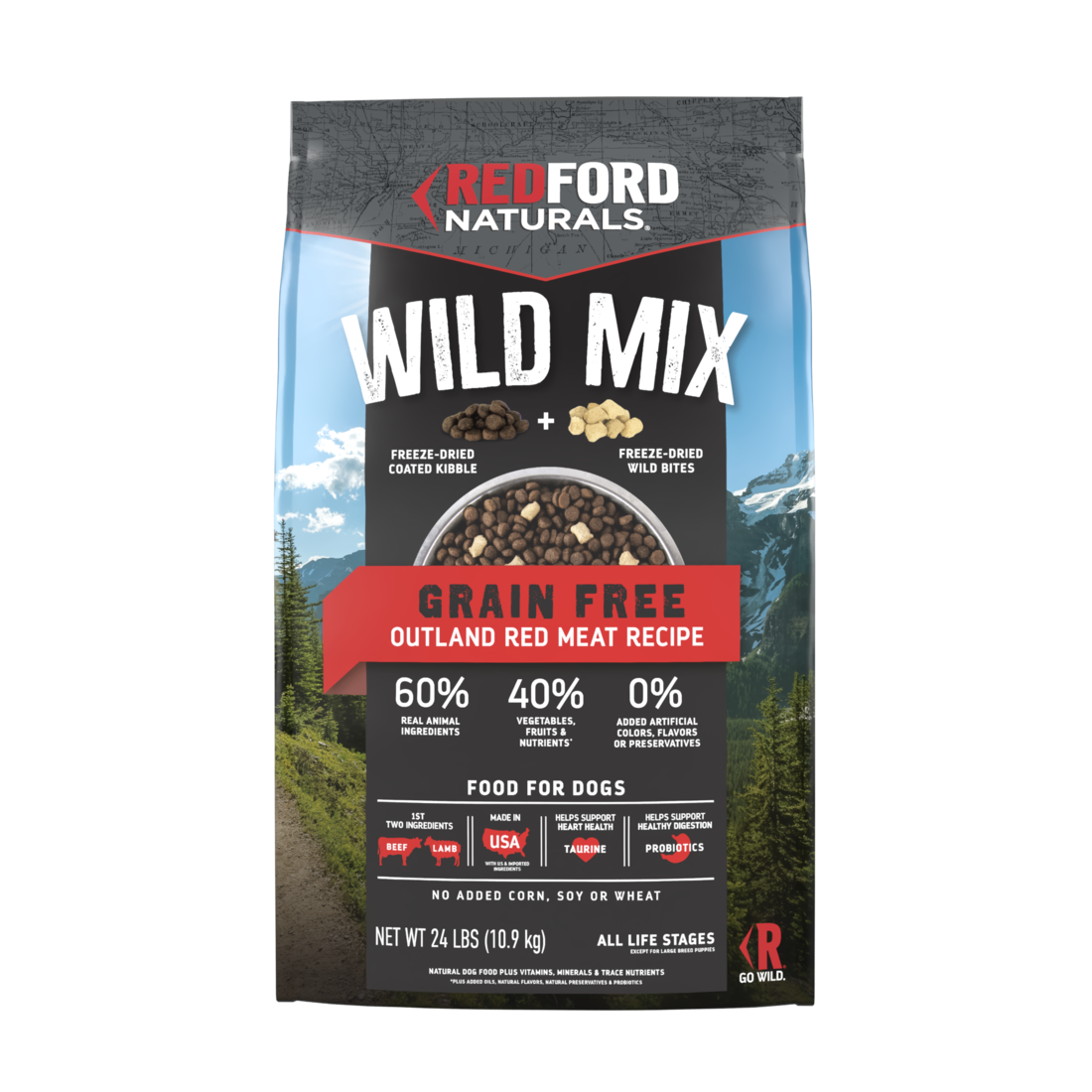Redford Naturals Wild Mix Grain Free Dry Dog Food, Outland Red Meat Recipe - Image 2
