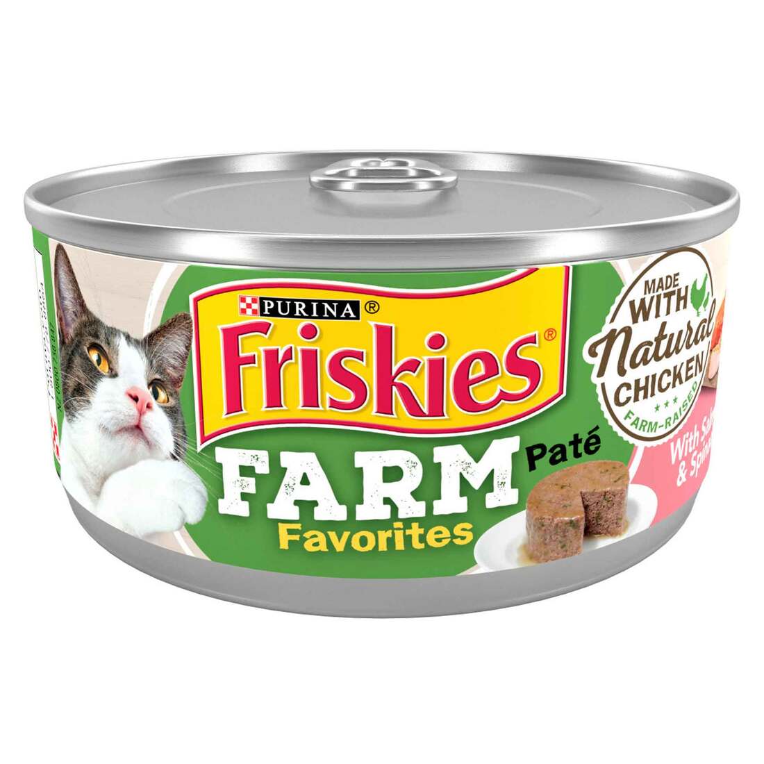 Purina Friskies Farm Favorites Wet Cat Food, Salmon & Spinach Pate, 5.5 Ounces
