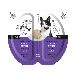 Mitten's Morsels Delish Duos Grain Free Pat?? Wet Cat Food, Turkey Entr??e In Gravy, 2.64 Ounces