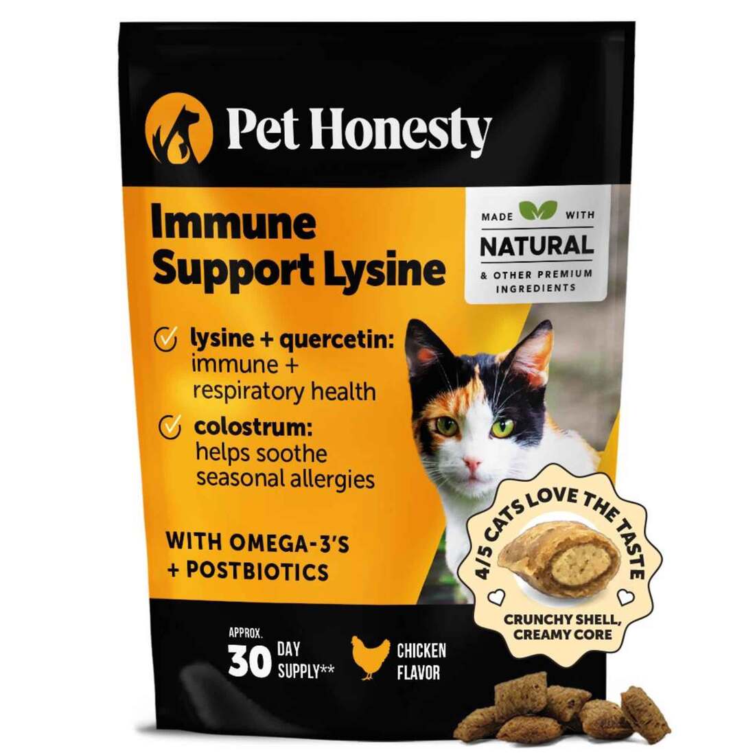 Pet Honesty Cat Supplement Immune Support Lysine 3.7 Ounces