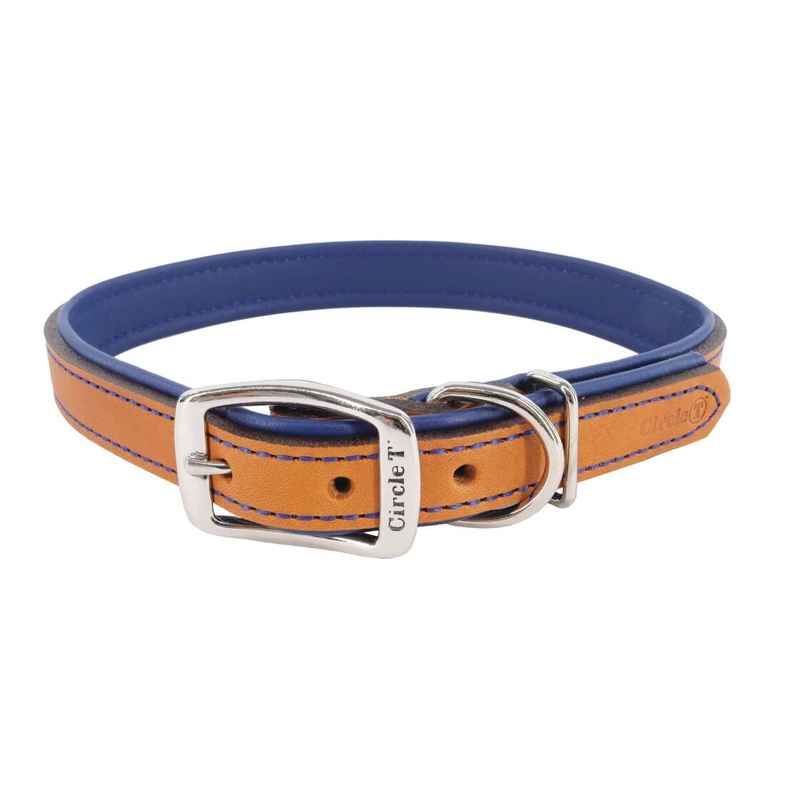 Circle T® Layered Fashion Leather Dog Collar, Tan & Navy - Image 2