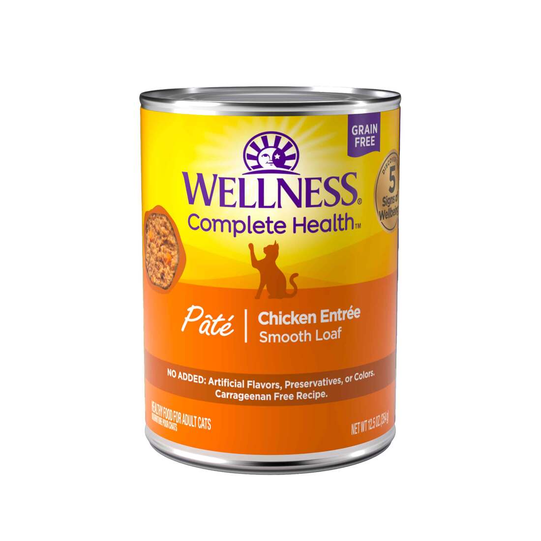 Wellness Complete Health Grain Free Canned Cat Food, Chicken Pate, 12.5 Ounces