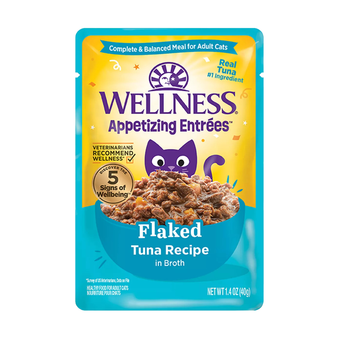 Wellness? Appetizing Entr??es? Flaked Tuna Recipe in Broth Natural Wet Cat Food, 1.4 Ounce Pouch