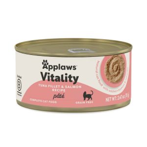 Applaws Vitality Pate Natural  Wet Cat Food, Tuna Fillet/Salmon, 2.47 Ounces