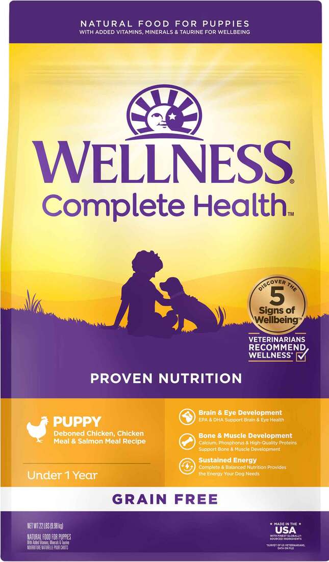 Wellness Complete Health Grain Free Dry Puppy Food, Chicken & Salmon Recipe, 22 Pound Bag