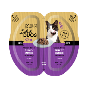 Mitten's Morsels Delish Duos Grain Free Cuts in Gravy Wet Cat Food, Turkey Entr??e, 2.64 Ounces