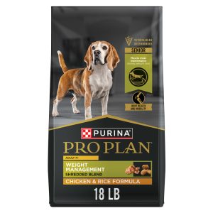 Purina Pro Plan Adult 7 Plus Weight Management Senior Dry Dog Food, Shredded Blend Chicken and Rice