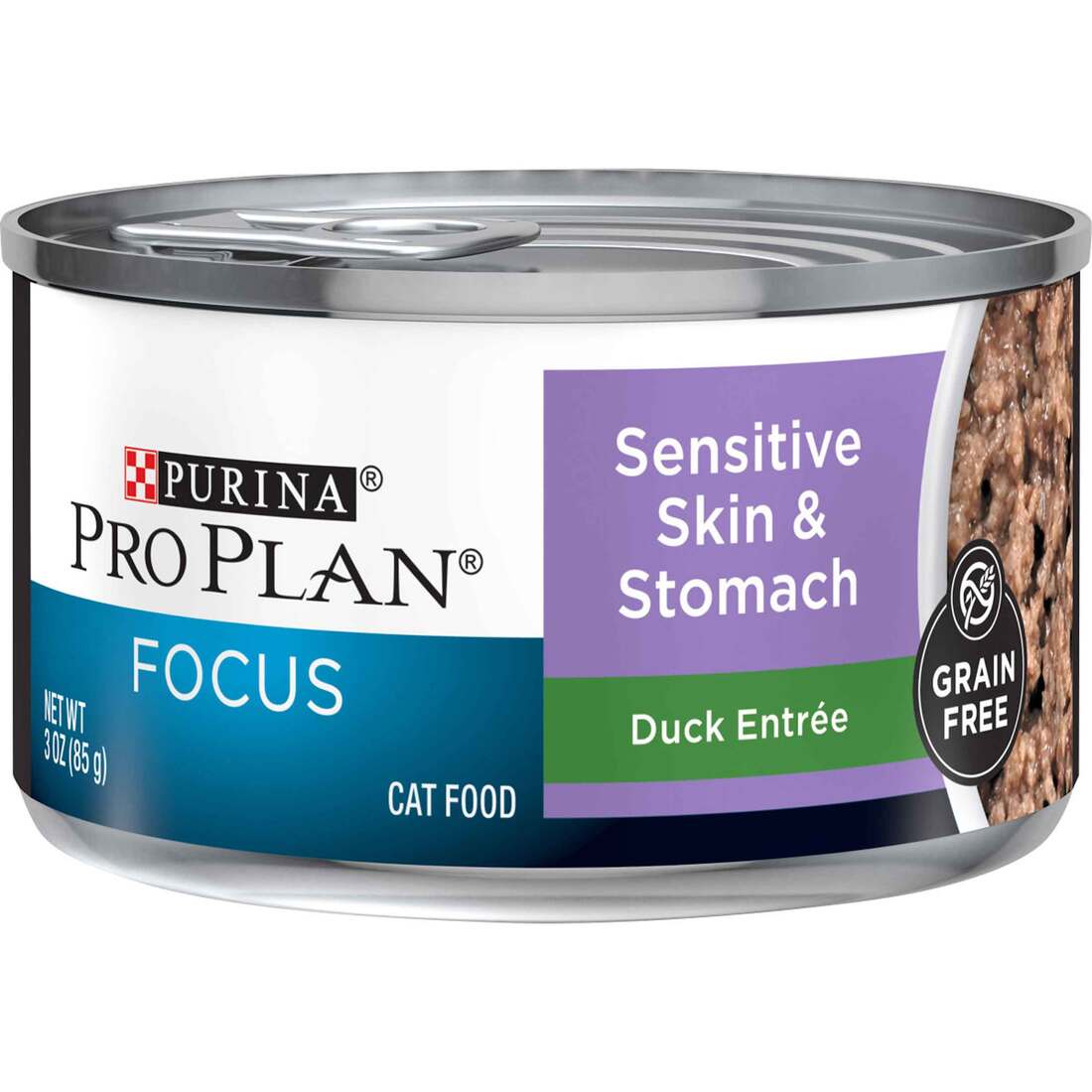 Purina Pro Plan FOCUS Wet Cat Food, Adult Sensitive Skin & Stomach Duck, 3 Ounces