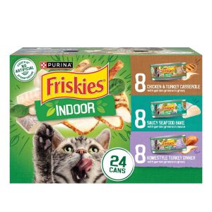 Purina Friskies Indoor Variety Pack Wet Cat Food - (Chicken and Turkey Casserole, Saucy Seafood Bake