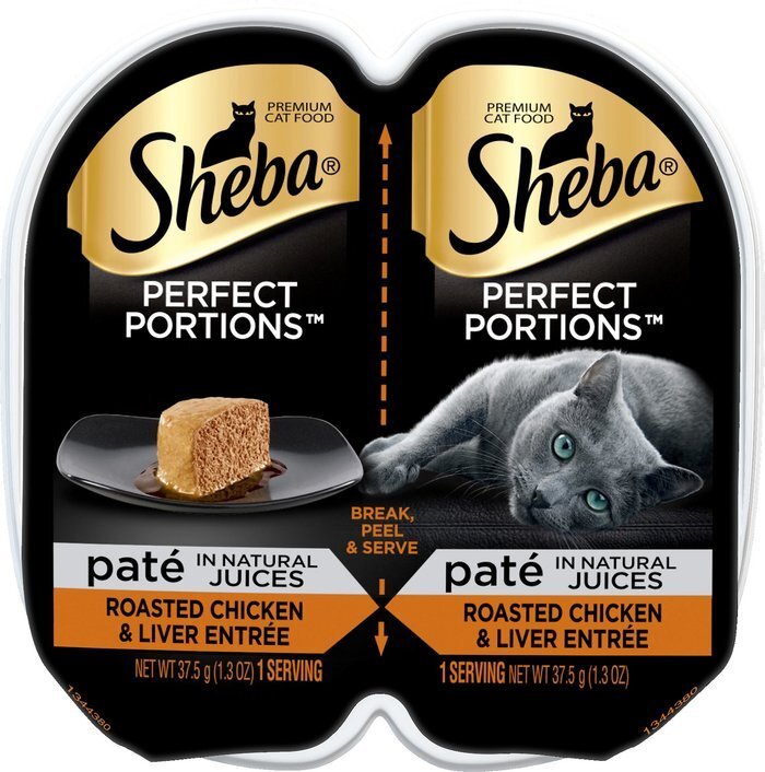Sheba Perfect Portions? Wet Cat Food, Grain Free Roasted Chicken & Liver Entree Pate, 2.65 Ounces