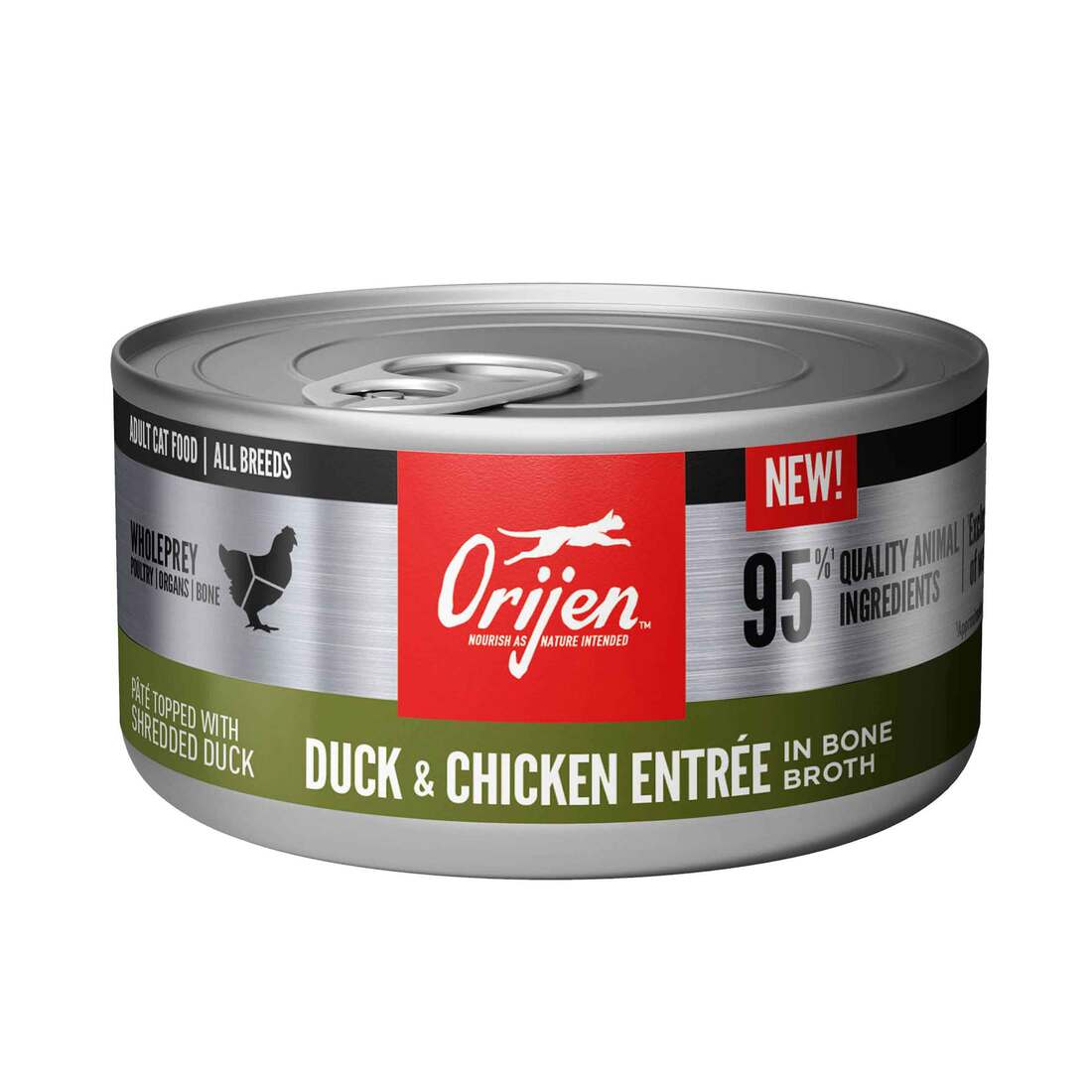 ORIJEN? Wet Cat Food, Adult Duck and Chicken Pate and Shreds in Broth, 3 Ounces