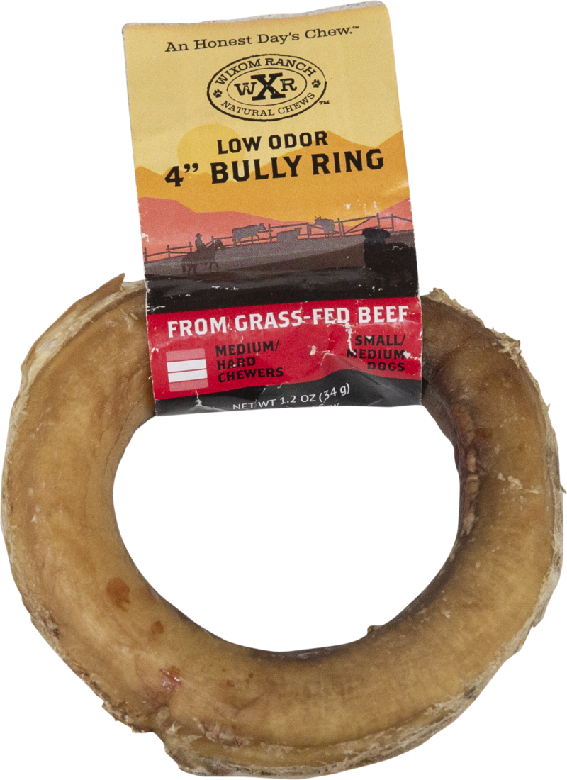 Wixom Ranch Natural Chews Low Odor Bully Ring, 4 Inches