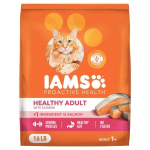 IAMS PROACTIVE HEALTH Adult Healthy Dry Cat Food with Salmon, 16 Pounds