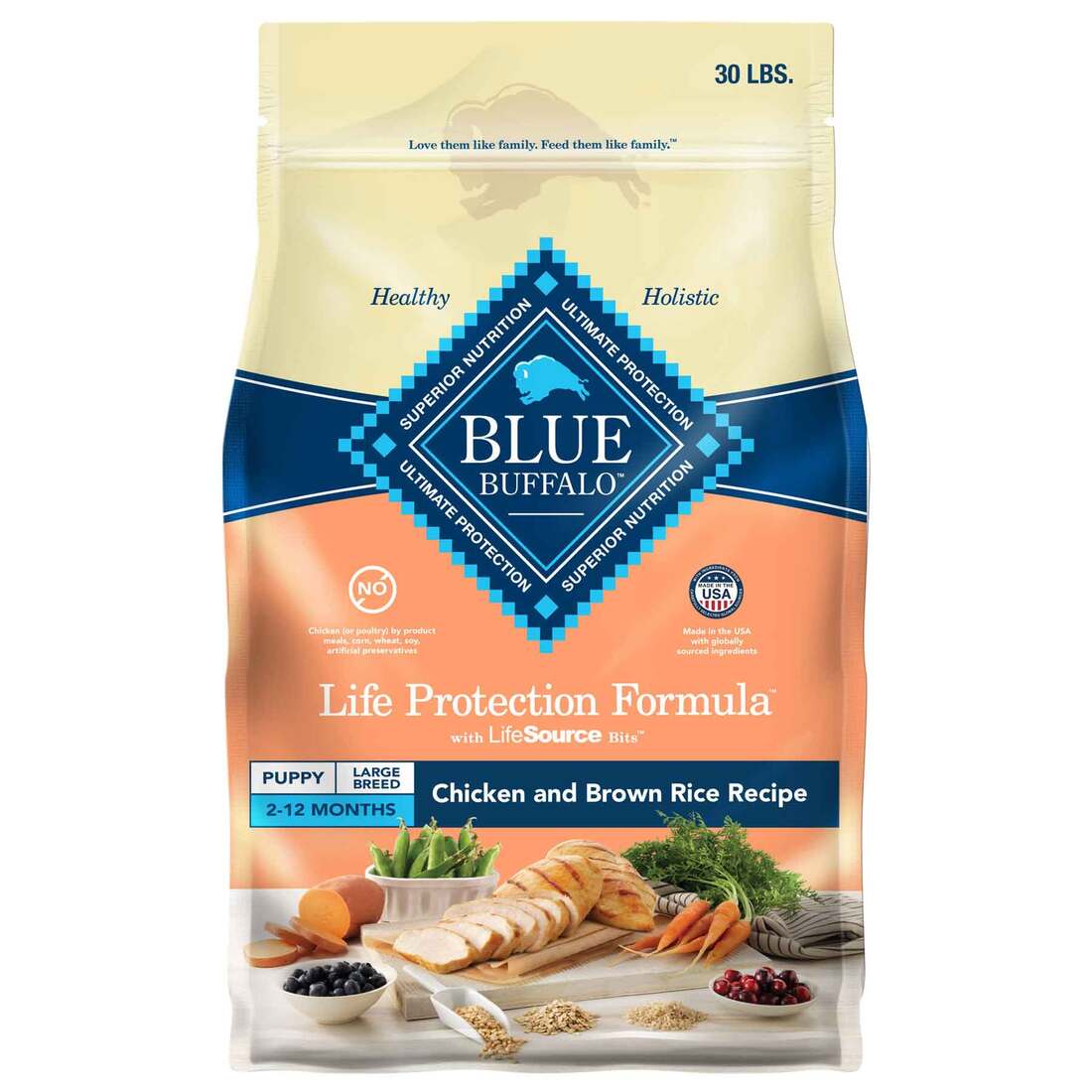 Blue Buffalo Life Protection Formula Large Breed Natural Puppy Dry Dog Food, Chicken & Brown Rice Re